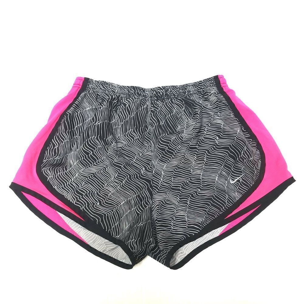 Nike dry fit black squiggle & hot pink athletic running shorts S/M